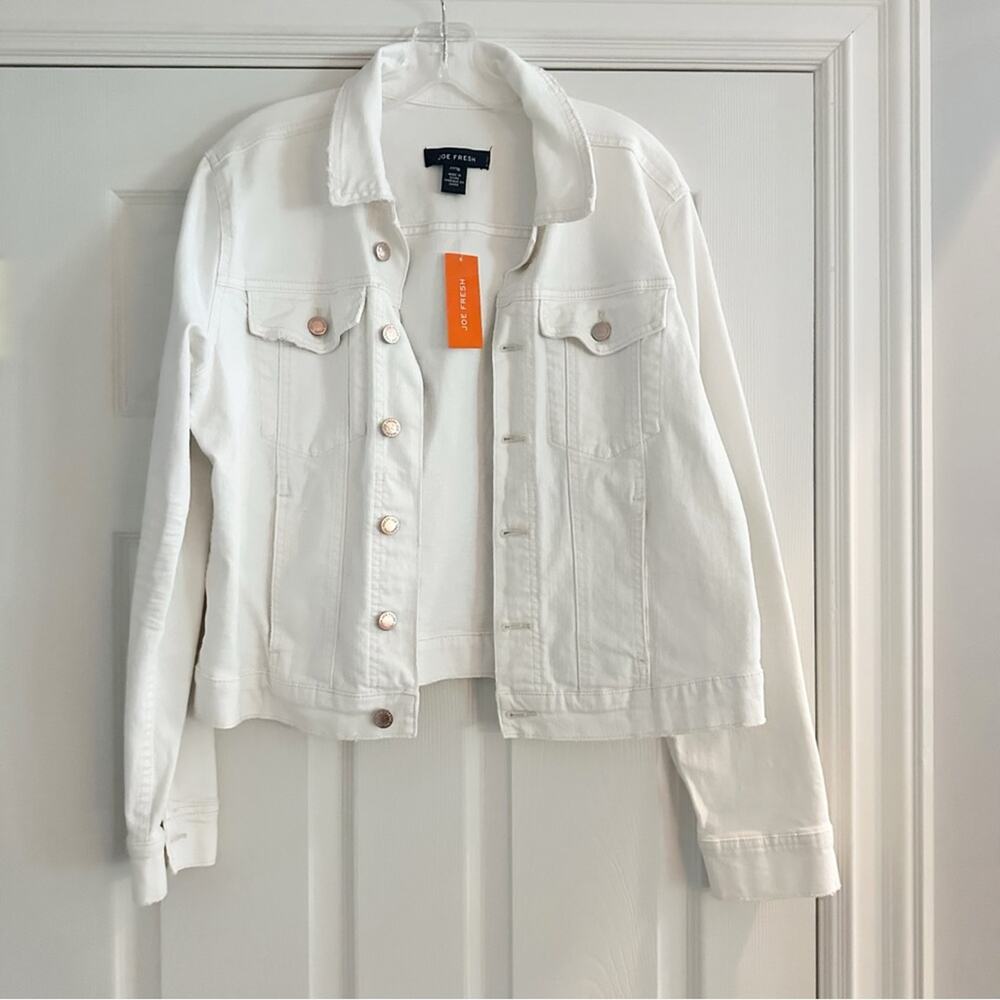 Joe Fresh White Denim Jean Jacket Size XL NWT Stretch Casual Outdoor - Picture 3 of 16